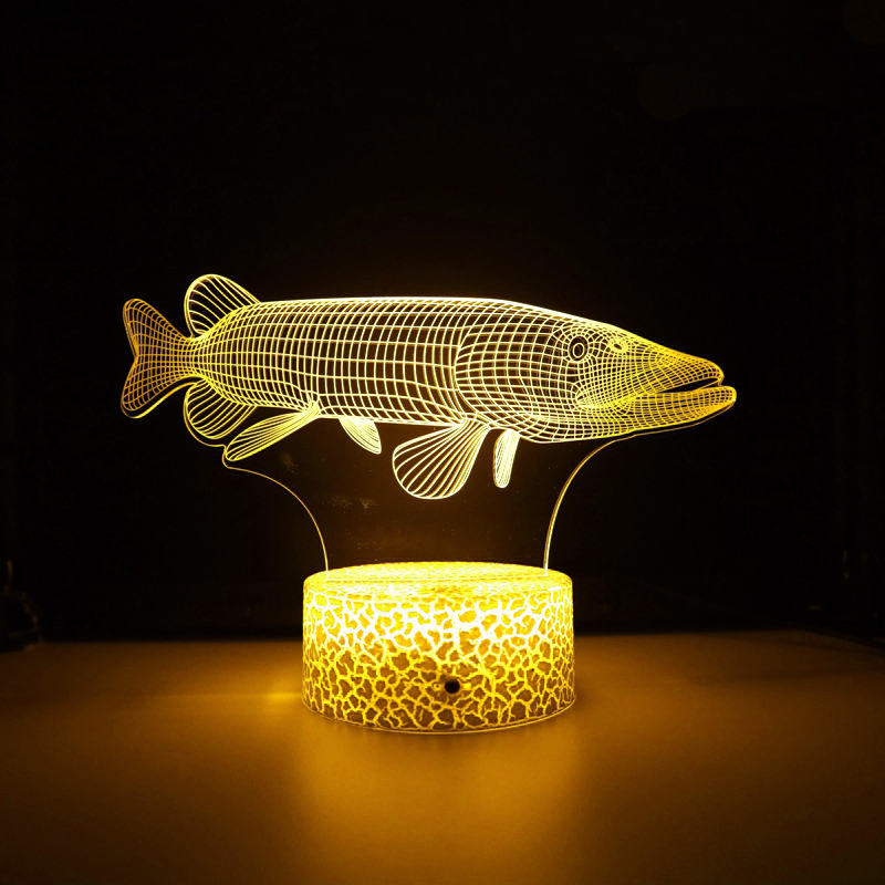 Nighdn Fish 3D Illuison Table Lamp LED Touch Acrylic 7/16 Color Changing Night Light Gift for Kids Elder Bedroom Decoration