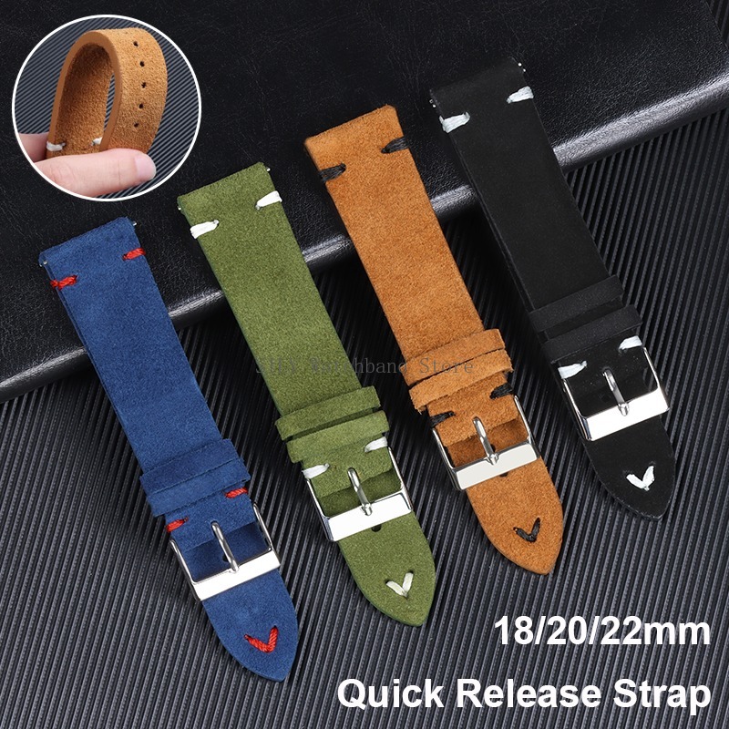 Quick Release Smartwatch Bands 18mm 20mm 22mm Universal Suede Leather Vintage Straps Soft Wristbelt High Quality Sport Bracelets