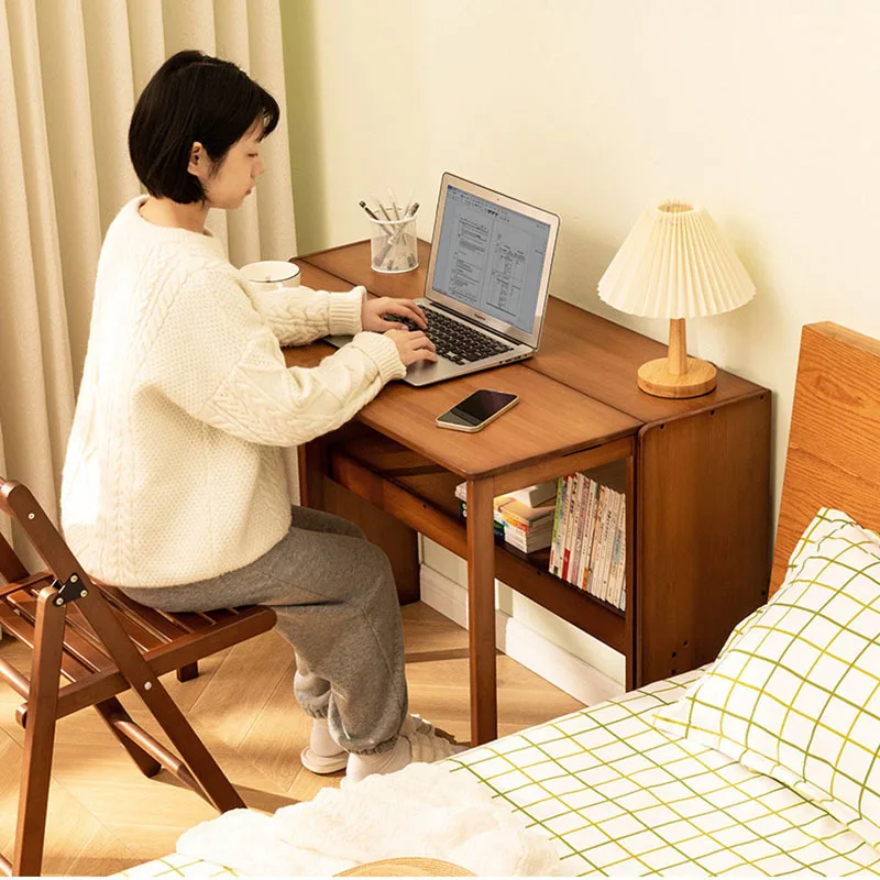 頑丈な木製折りたたみ式デスク,オフィスや学生のための小さなデスク,寝室,ベッドサイド,ライティングデスク,新しいワークステーション