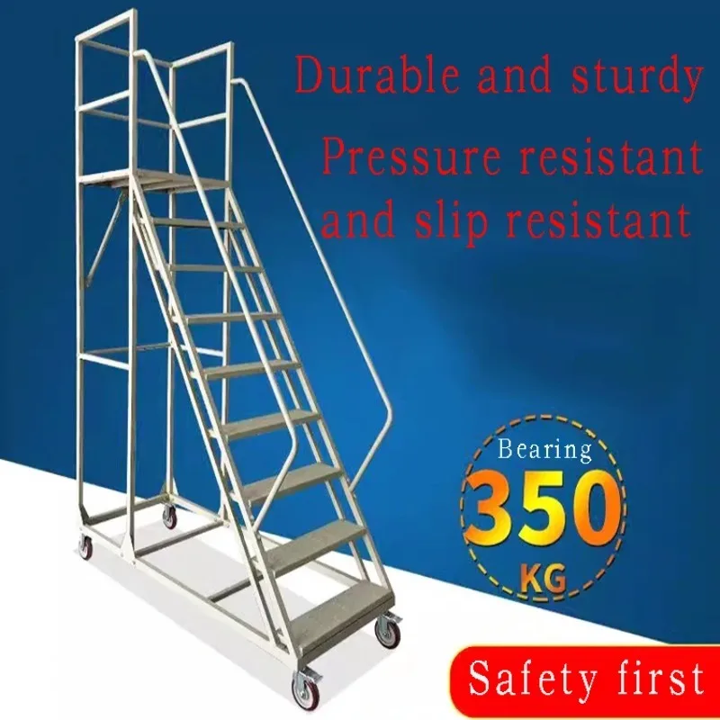 Warehouse Elevator Mobile Platform Supermarket Tally and Access Ladder Industrial Mobile Elevator Ladder with Wheels