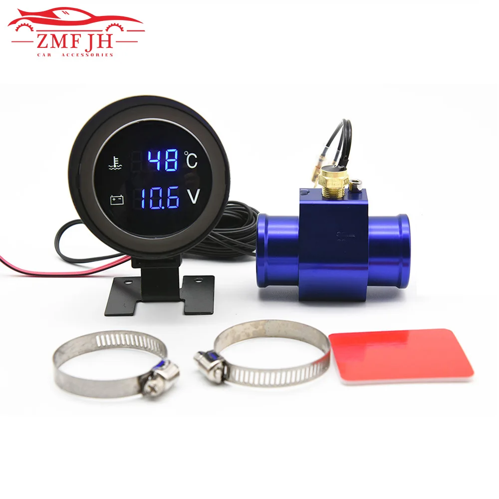 Medidor de temperatura da água do carro-10-110 celsius com sensor de tubo comum de temperatura da água 28mm 34mm adaptador 1/8npt sensor voltímetro 2 em 1