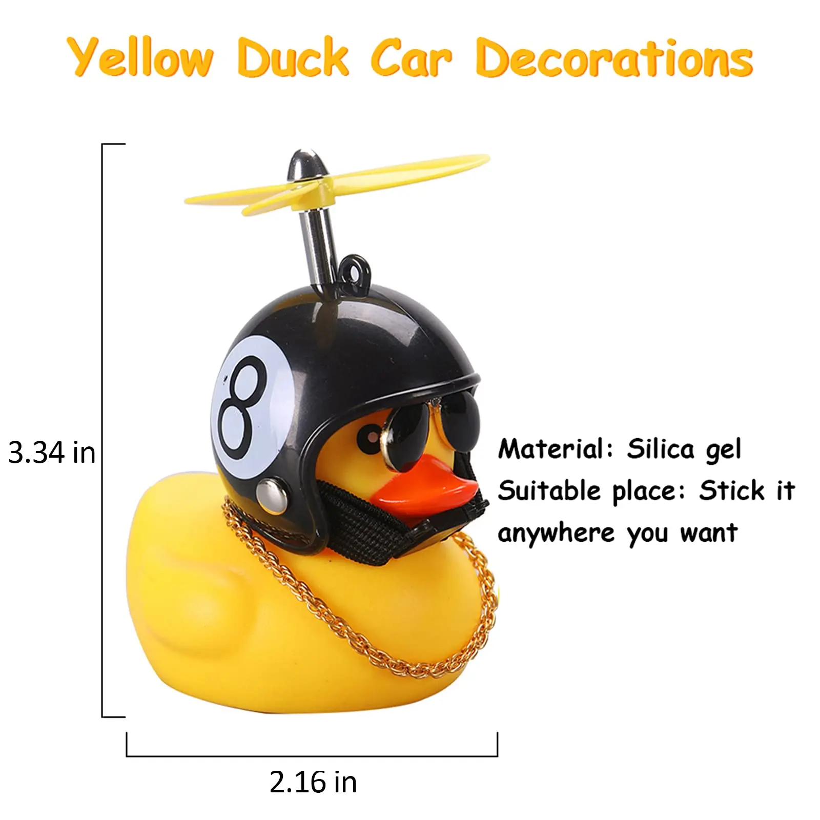 Car  Duck Ornaments Yellow Rubber Duck Car Dashboard Decorations with Propeller Helmet