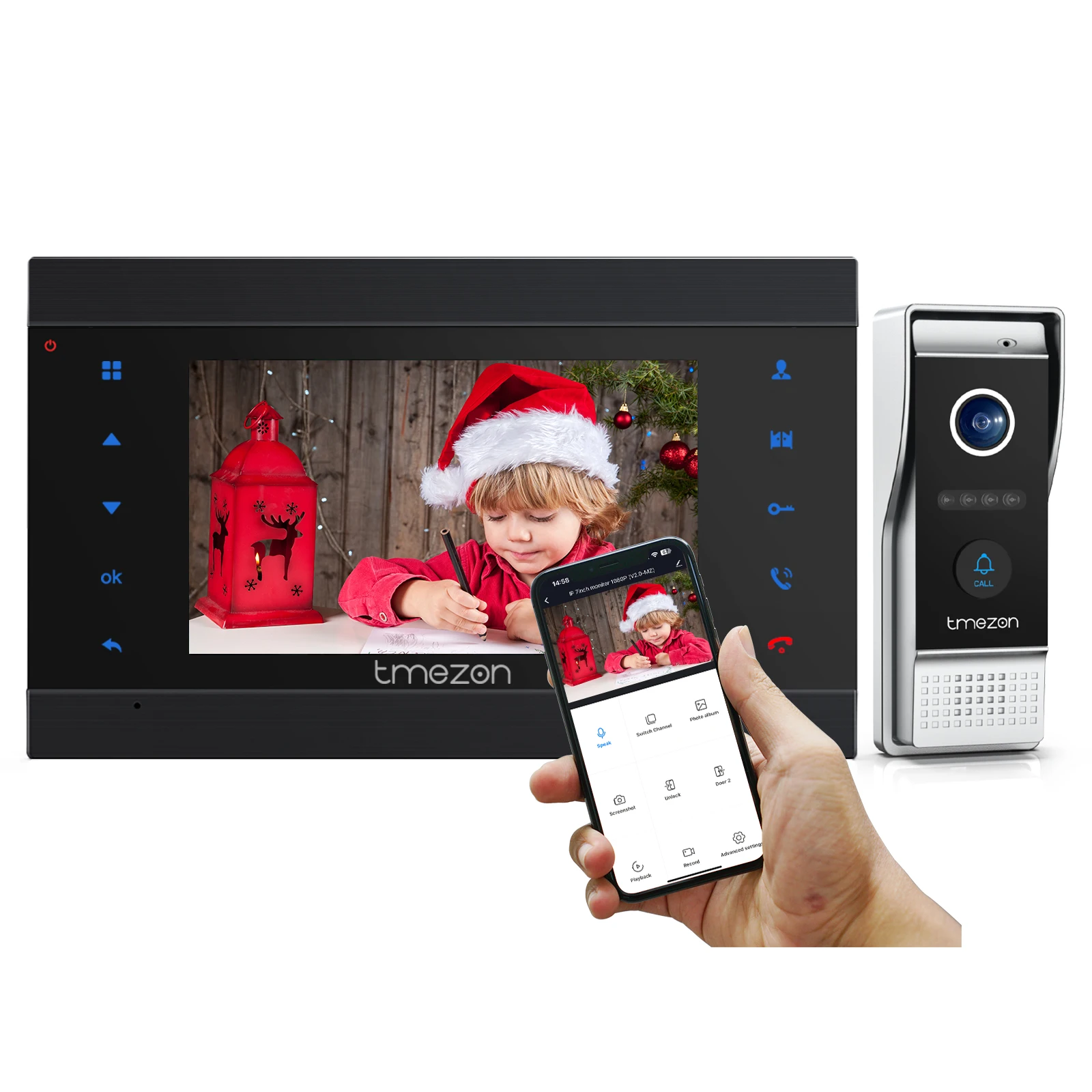 TMEZON-campainha de vídeo IP inteligente, sistema de intercomunicação sem fio, Wi-Fi, aplicativo Tuya, campainha com fio, 1080p, 7 Polegada, 1x1080P