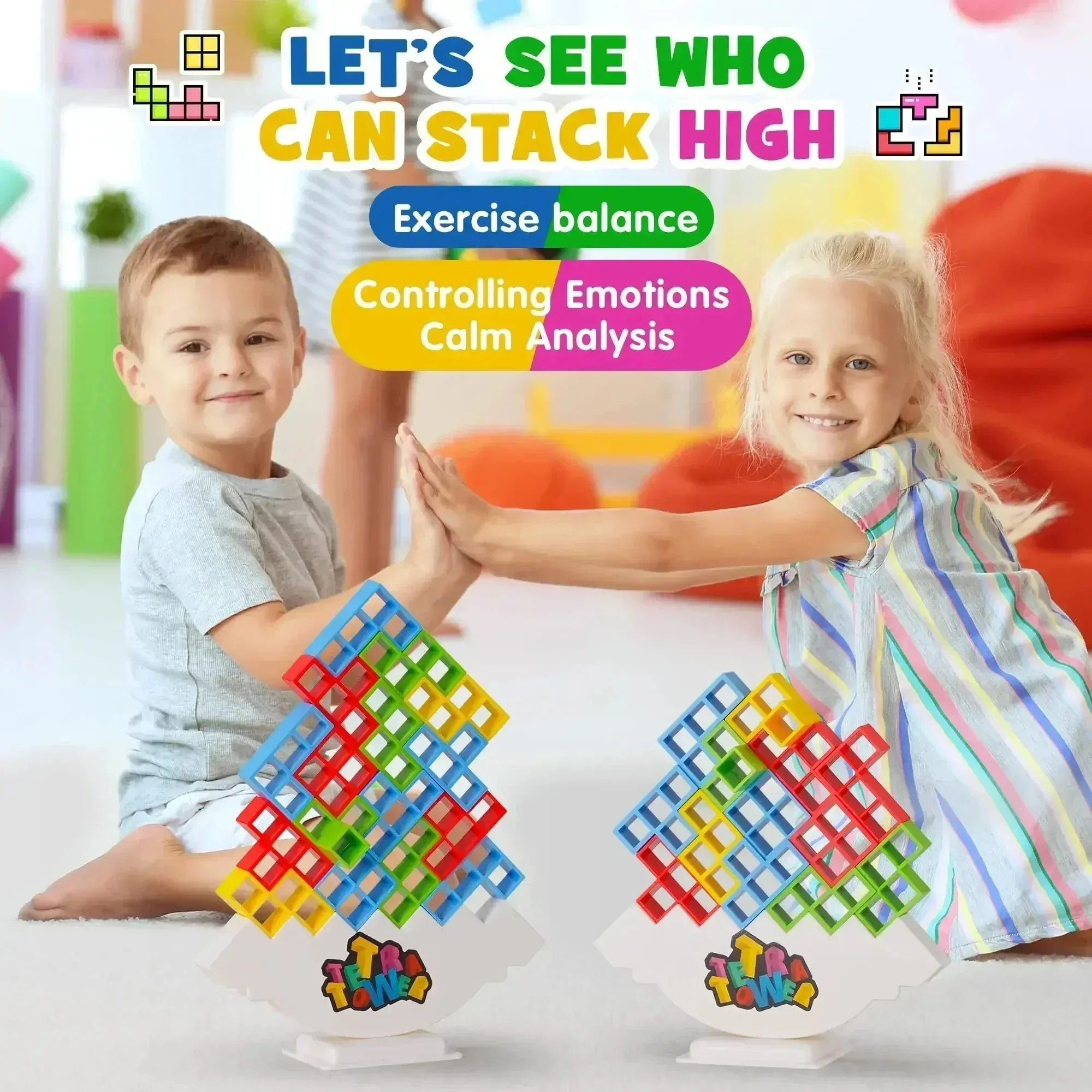 Tetra Tower Fun Balance Stacking Bausteine Brettspiel für Kinder Erwachsene Freunde Team Wohnheim Familienspiel Nacht- und Partygeschenke