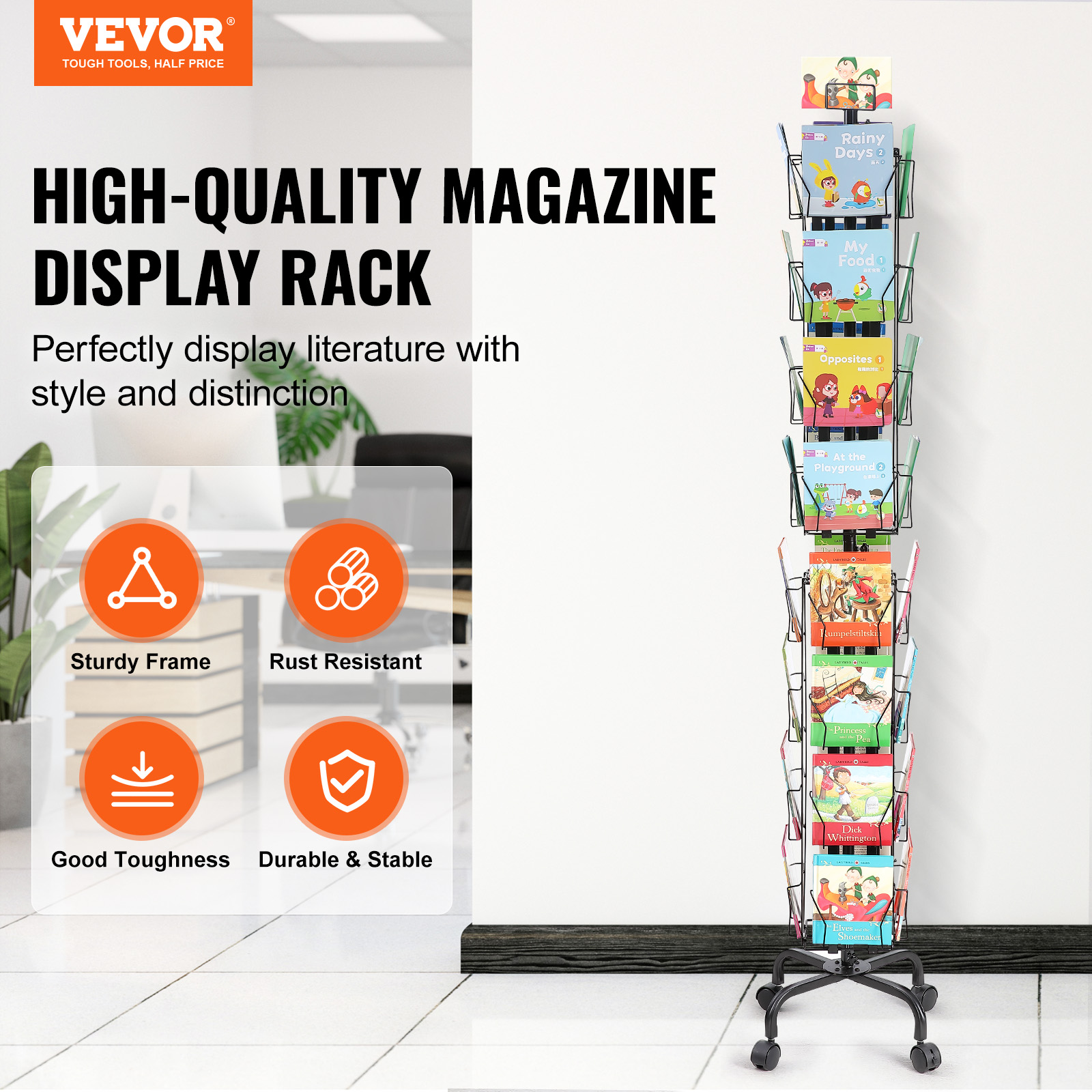 SucceBuy Greeting Cards Display Rack 32 Pockets 360° Rotating Postcard Brochure Display Stand for Exhibitions Office Trade Shop