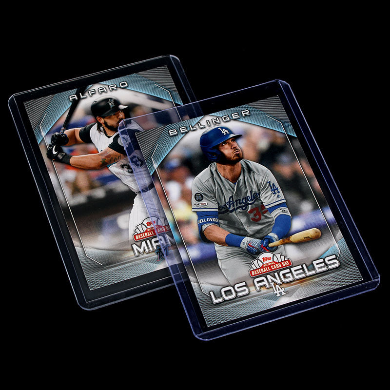 35pt cartão tamanho padrão mangas de cartão de negociação manga, carregadores superiores regulares claros para cartões de beisebol magia tcg ccg