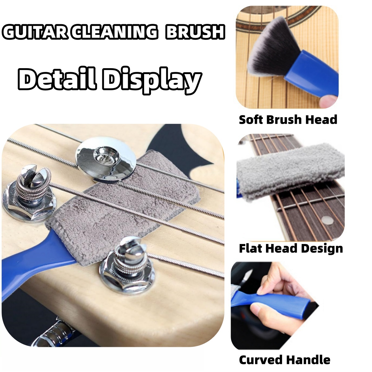 1 STKS Dubbele Hoofd Gitaar Reinigingsborstel Stofborstel voor Gitaar Zorg String Fretboard Muziekinstrument Reinigingsborstel