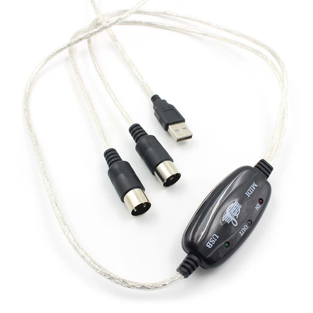 USB IN-OUT MIDI ชุดสายเคเบิลอะแดปเตอร์คีย์บอร์ดสายแปลง PC to Music อิเล็กทรอนิกส์น้ําหนักเบาแบบพกพาองค์ประกอบเพลง