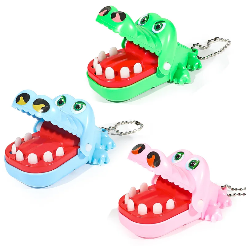 Brinquedos de dentes de crocodilo mordendo dedo dentista jogos interativos jacaré família festa brinquedo criativo não-tóxico chaveiro para crianças