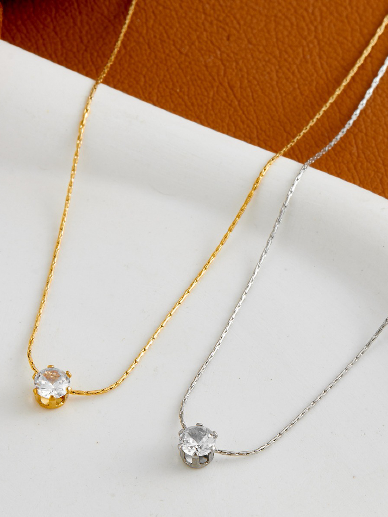Collier pendentif diamant en or plaqué acier inoxydable, bijoux en Zircon pour femmes