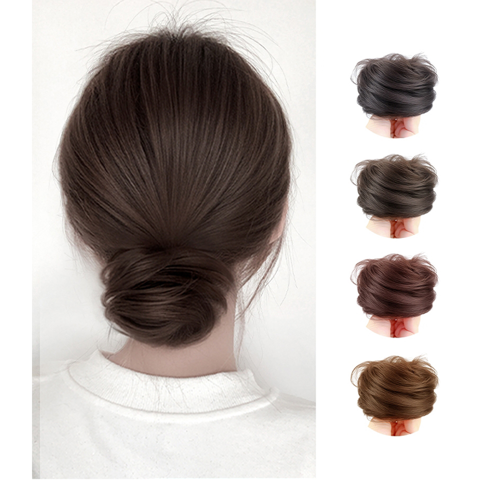 Moño sintético, banda de goma elástica, moño de pelo falso, Clip en extensión de cola de pelo, pieza de cabello Updo, cola de caballo para mujer