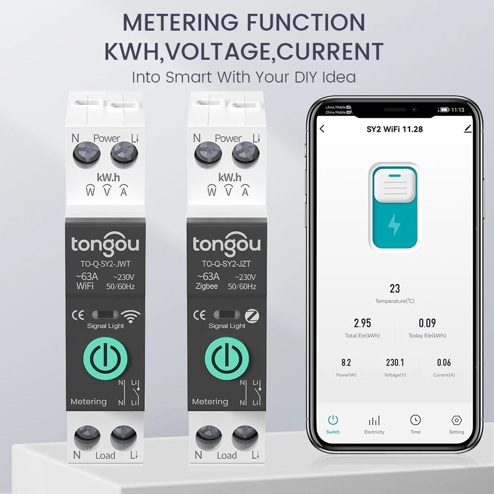 トゥヤwifi/zigbee mcbスマートサーキットブレーカ電圧保護パワーメータリング1-63aリモートコントロールスイッチ