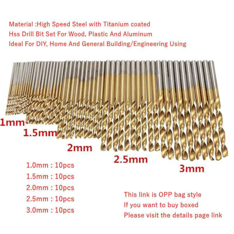 KUNLIYAOI 100pcs Conjunto Revestido De Titânio HSS Mini Extrator Bit 1/1.5/2/2.5/3mm Para Ferramentas De Perfuração De Alumínio De Metal De Madeira