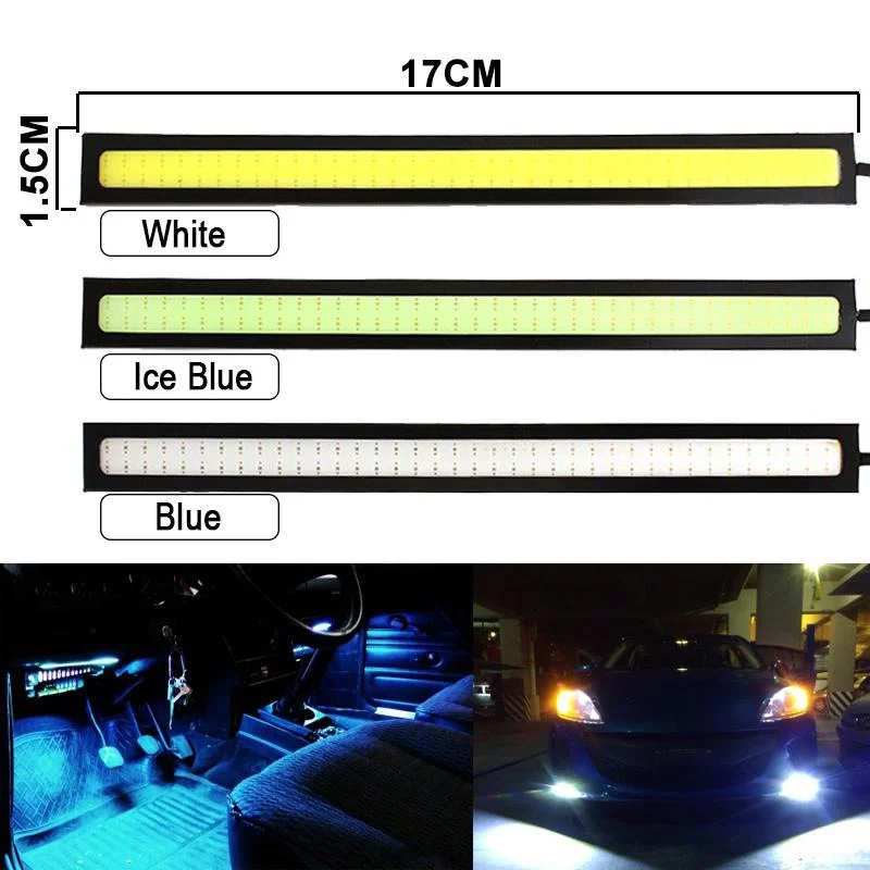 10 Stuks 17Cm Led Drl Waterdicht Rijden Dagrijverlichting Strip 12V Cob Led Auto Aluminium Strepen Verlichting