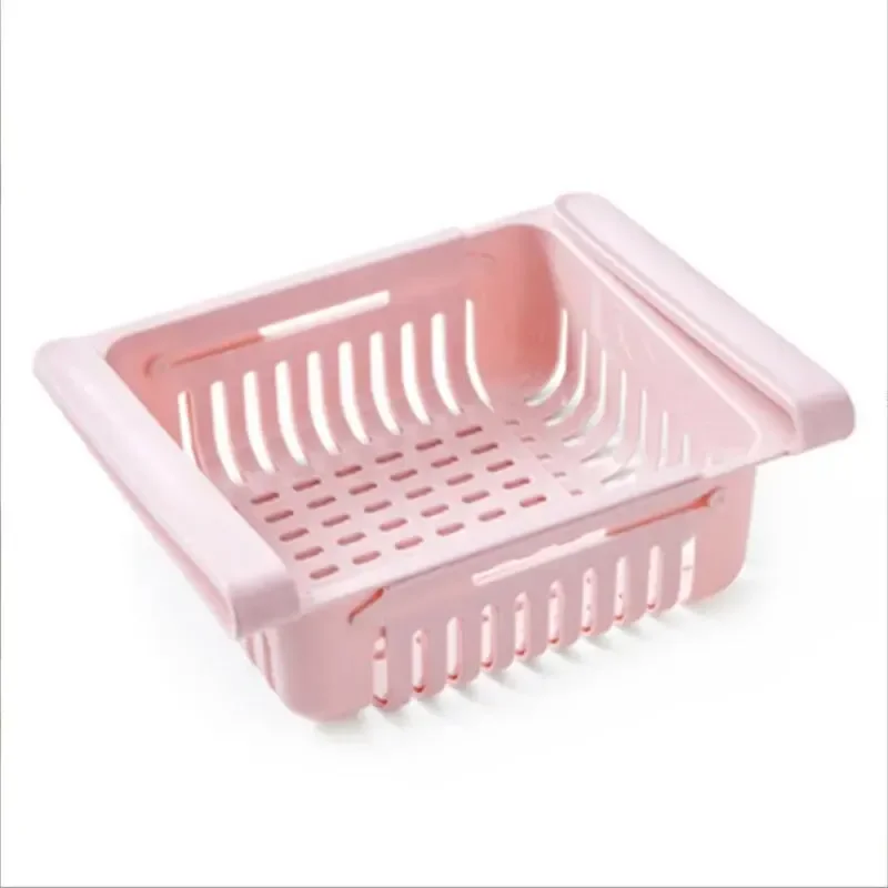 1pc cesta de armazenamento de geladeira flexível expansível organizador de geladeira gaveta rack de armazenamento caixa fresca freezer armazenamento