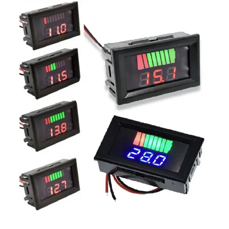 12V 24V 36V 48V 60V indicador de nivel de carga de batería de coche medidor de capacidad de batería de litio probador pantalla LED voltímetro