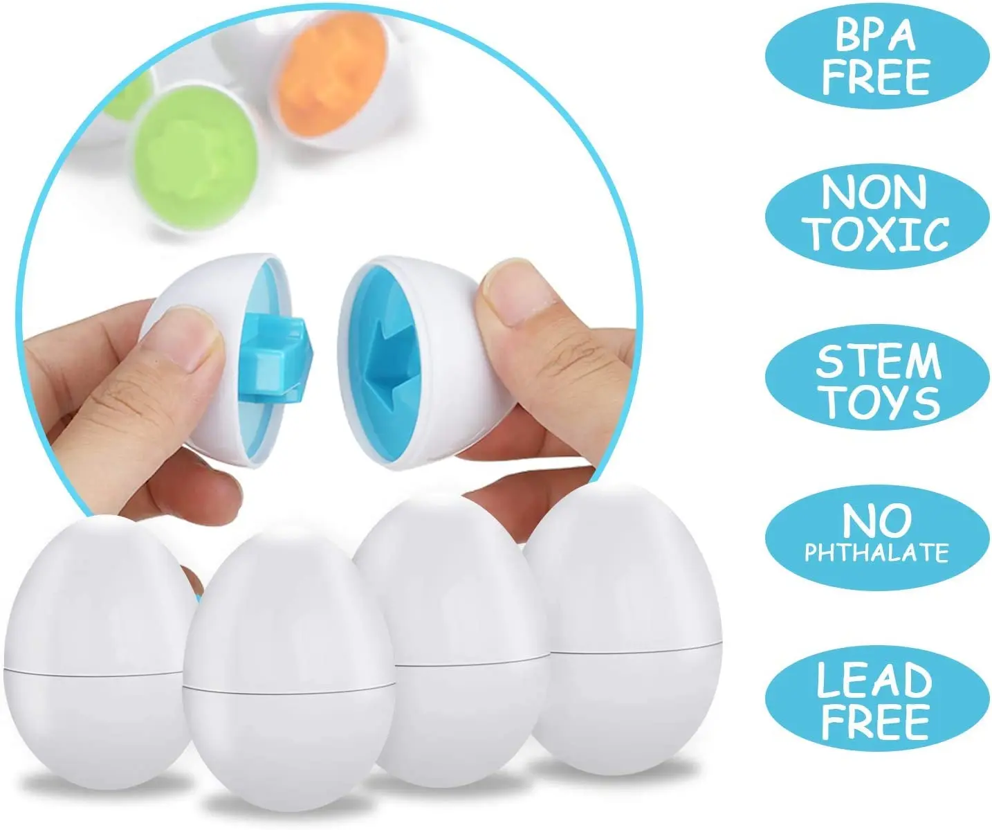 Mini Eggs Color Shape, Pair Smart Egg Toys Recognition Sorter Puzzle Game Education Learning For Toddlers Boys Girls Gifts