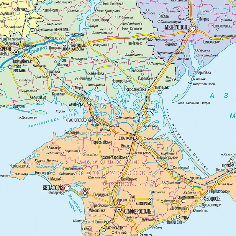 Peinture sur toile non tissée de la carte administrative de l'Ukraine, affiche d'art mural, décoration de la maison, 21e version, 225x150cm, 2010