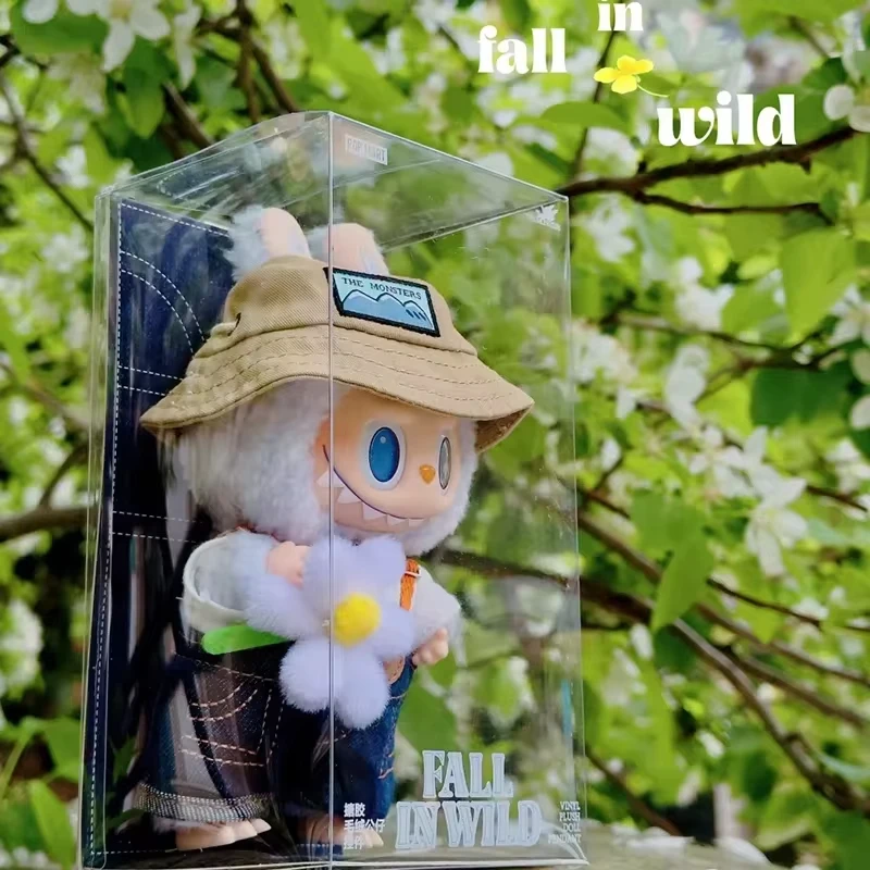 ตุ๊กตามอนสเตอร์ตกอยู่ในฤดูใบไม้ผลิป่าป่าที่บ้านตุ๊กตาไวนิลตกแต่งพวงกุญแจห้อยกระเป๋าพวงกุญแจผ้าเดนิม Labubu