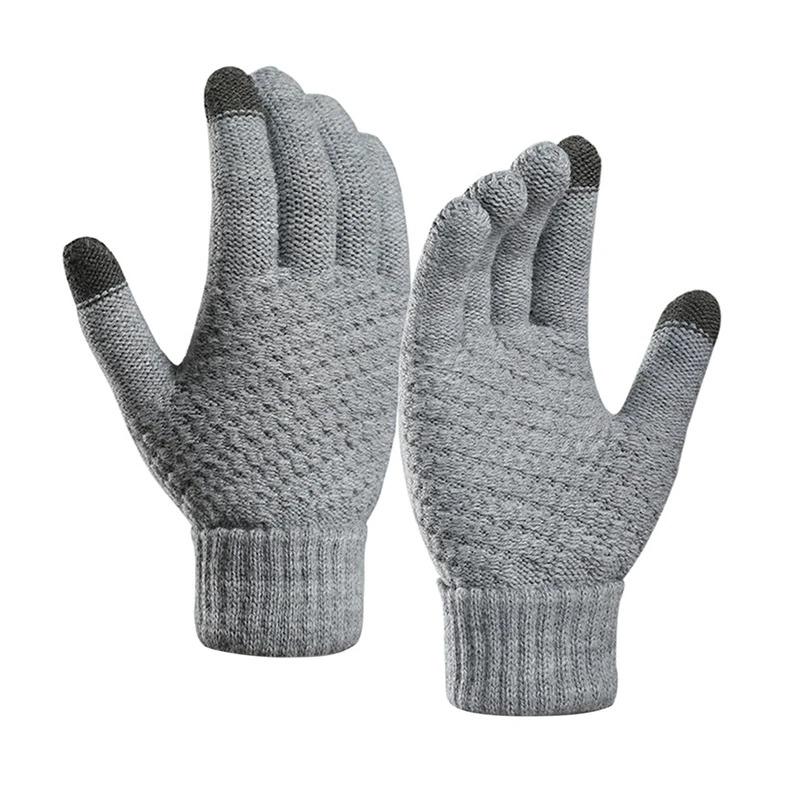 Homens e mulheres estiramento clássico malha touch screen luvas, lã, dedo inteiro, ciclismo ao ar livre, dirigindo, quente, inverno