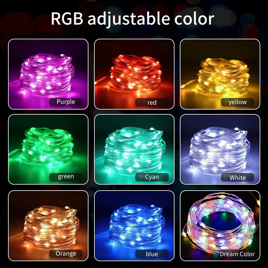 20m rgbic ledストリングライトws2812b rgb妖精クリスマスライトbluetooth usb 5vアドレス可能個別に音楽アプリ夢の色
