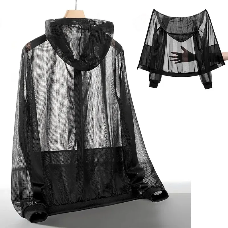 UETEEY verano UPF 50 + UV protección solar abrigos de piel hombres ropa deportiva ultraligera prendas de vestir con capucha hombres chaquetas casuales transpirables hombre