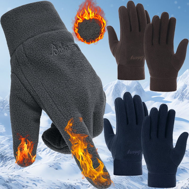 Guantes gruesos de lana para hombres y mujeres, guantes térmicos cálidos de invierno con pantalla táctil y dedos completos, guantes para esquiar y ciclismo a prueba de viento