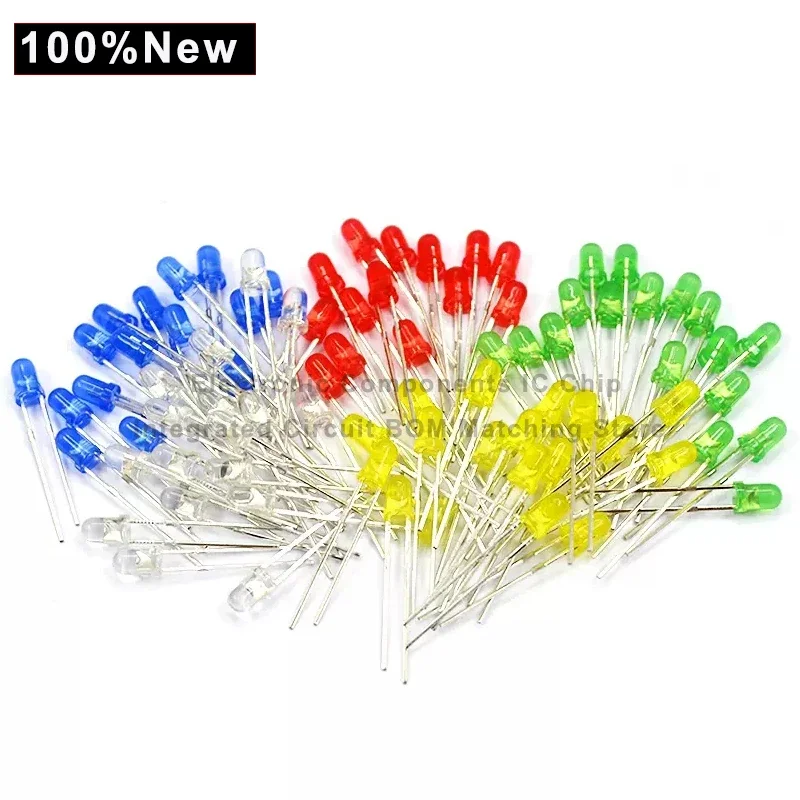 1000 PZ 3mm/5mm LED Rotondo Ultra Luminoso Bianco Verde Giallo Blu Bianco F3 F5 Diodo Emettitore di Luce Rosso