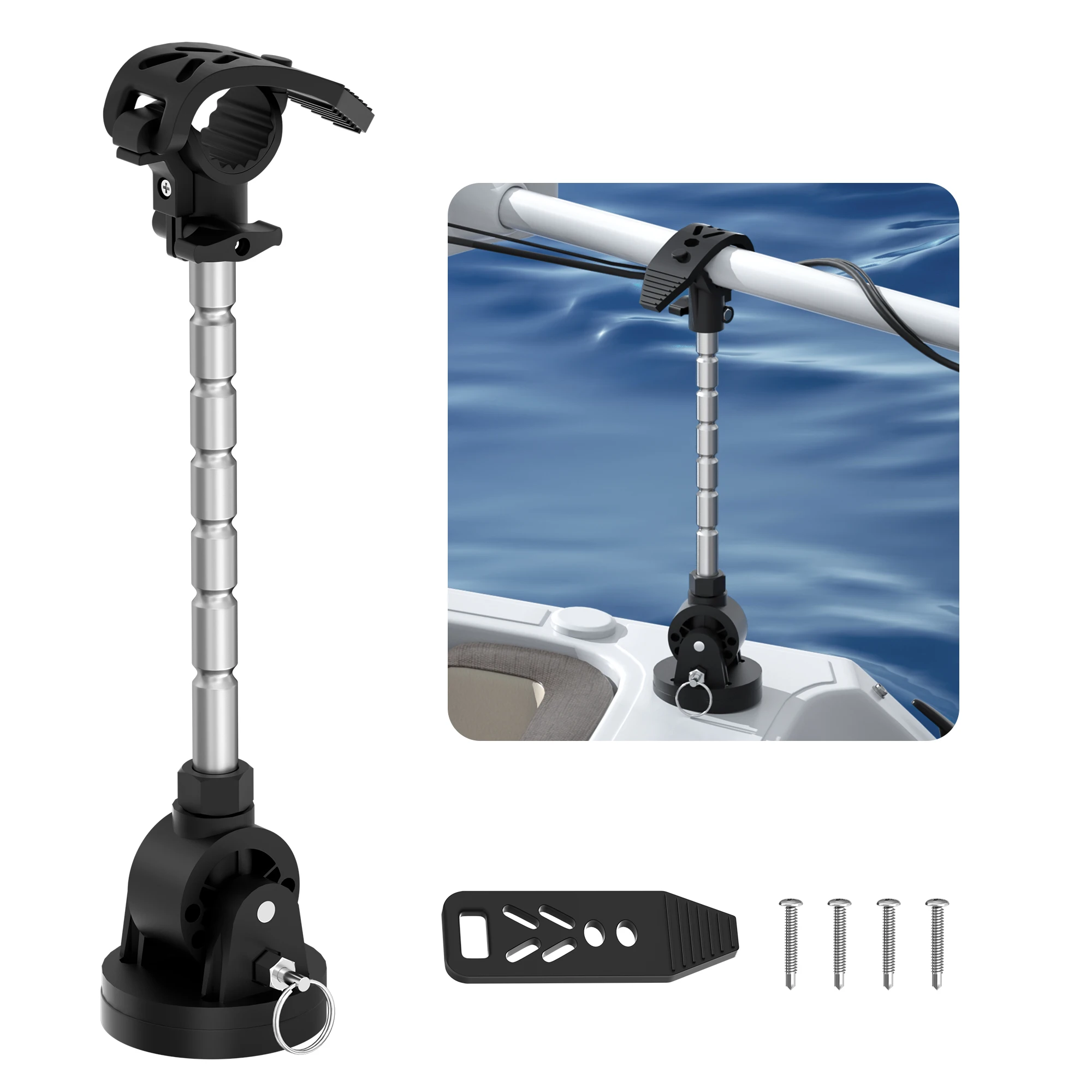 Suporte estabilizador de motor de pesca aplicável para Minn Kota Terrova/Riptide Ulterra/Riptide PowerDrive e grau marinho ajustável