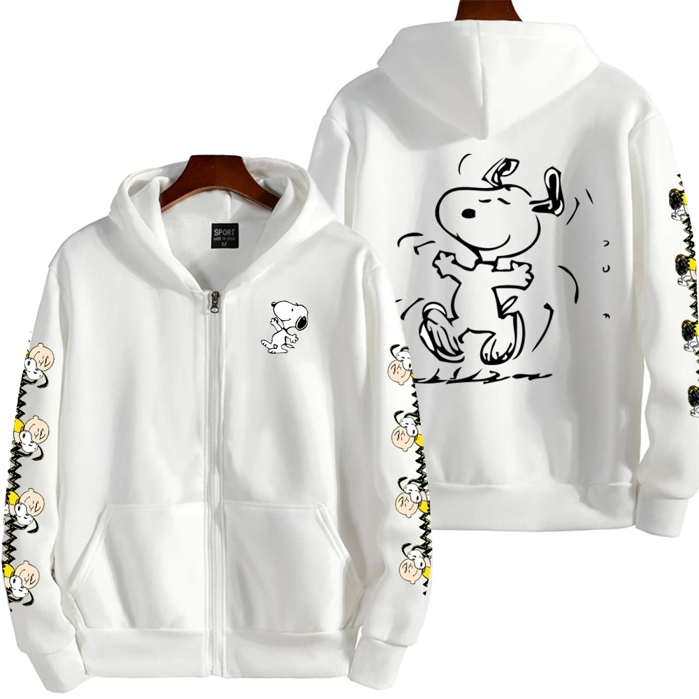 Sudadera con capucha con cremallera de otoño/invierno con dibujos animados de Peanut Snoopy para hombre, sudadera informal de calle para mujer, moda deportiva para parejas, Sudadera con capucha de talla grande