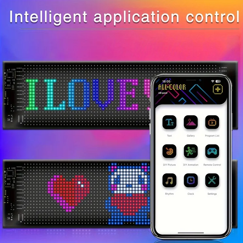 LED Matrix Pixel Panel USB 5V RGB Car Sign Bluetooth App Control Flexible Addressable Pattern Graffiti Scrolling Text Animation