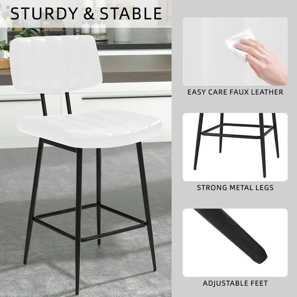 Bar Stools Barstools with Sturdy Legs, Leather Counter Height Bar Stool for Kitchen, Dining,Farmhouse Counter Stools
