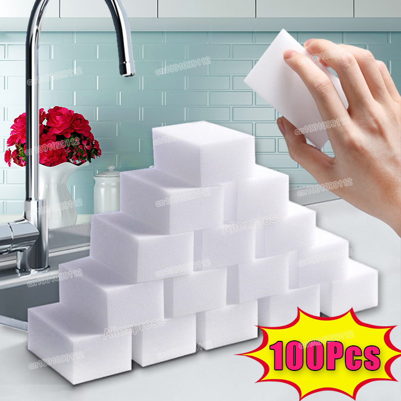 Esponja mágica de melamina, borrador de 10x6x2cm, esponjas de limpieza blancas, limpiador para accesorios de cocina y baño, 10/20/50 Uds.