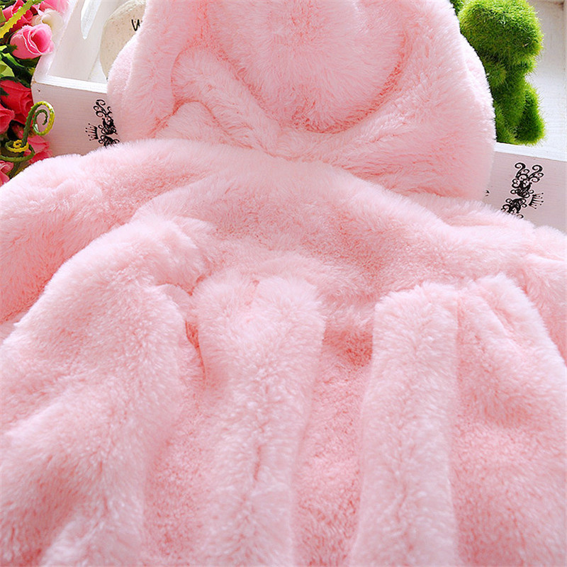 Giacca invernale per bambina Dolce e carino caldo maglione di lana con orecchie di coniglio con cappuccio Abbigliamento minimalista per bambini adatto per 0-3 anni