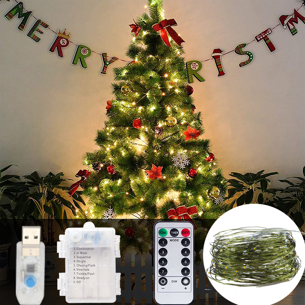 5m/10m/20m LED grün Kupferdraht String Lampe USB Batterie Box Weihnachts fee Lampe Camping Garten Terrasse Party Hochzeit Neujahr