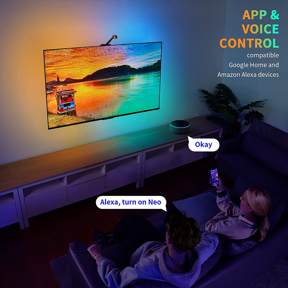 RGBIC LED-Lichtleiste, Kamera, TV-Bildschirm, Synchronisation, WiFi, APP, Musiksynchronisation, Spiel, Schlafzimmer, TV, Hintergrund, Umgebungslicht