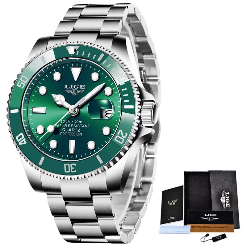 LIGE-reloj deportivo de lujo para hombre, cronógrafo de cuarzo, resistente al agua 30ATM, con fecha