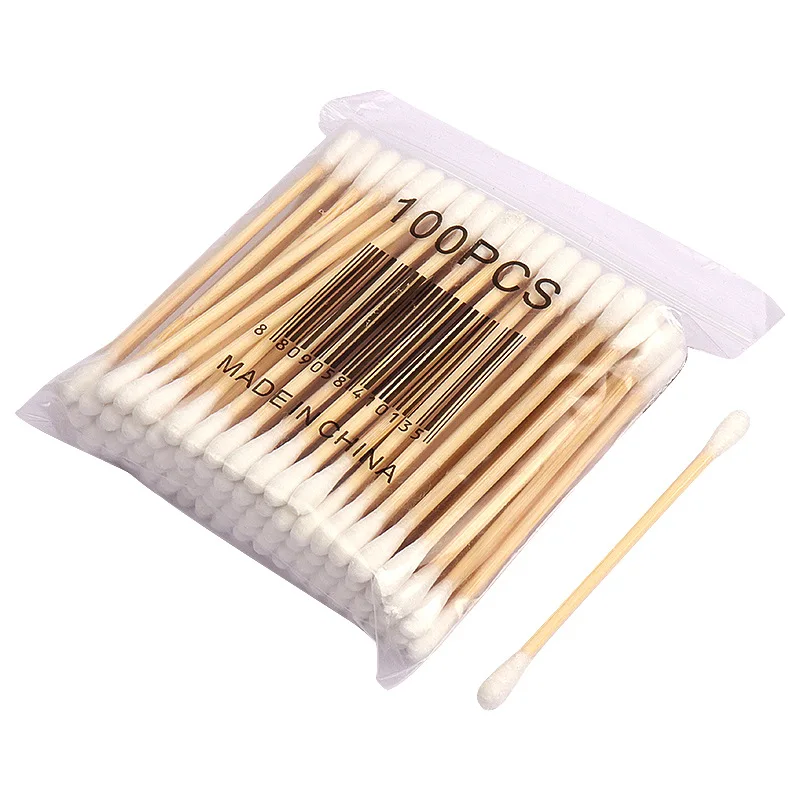 500/1000 Uds hisopo de algodón de madera de doble cabeza limpieza de nariz y oídos herramientas de maquillaje para mujeres Lipstik bastoncillos de punta de bastoncillos Oidos