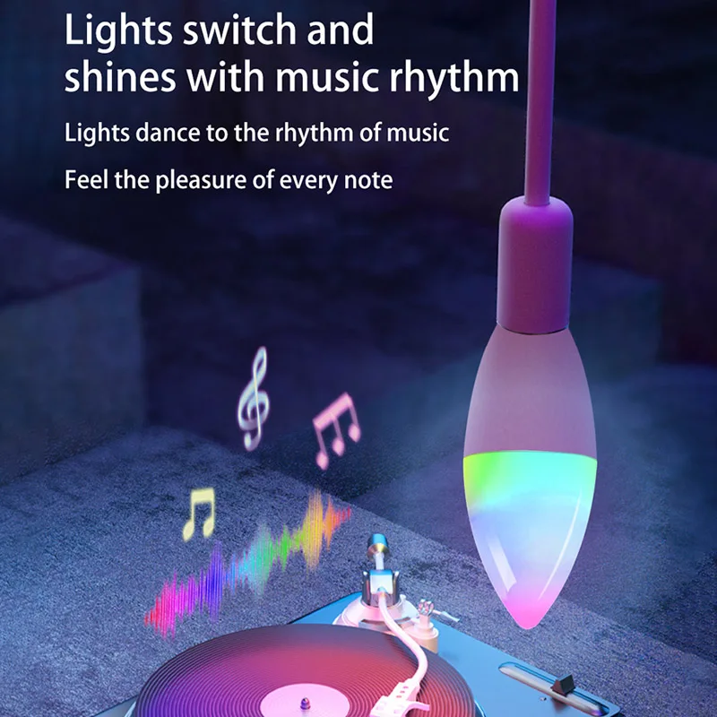 Tuya Smart Bulb Dimmable Five-Way Spiral Candle Bulb Wifi RGB Bulb Remote Control And Voice Control 5W