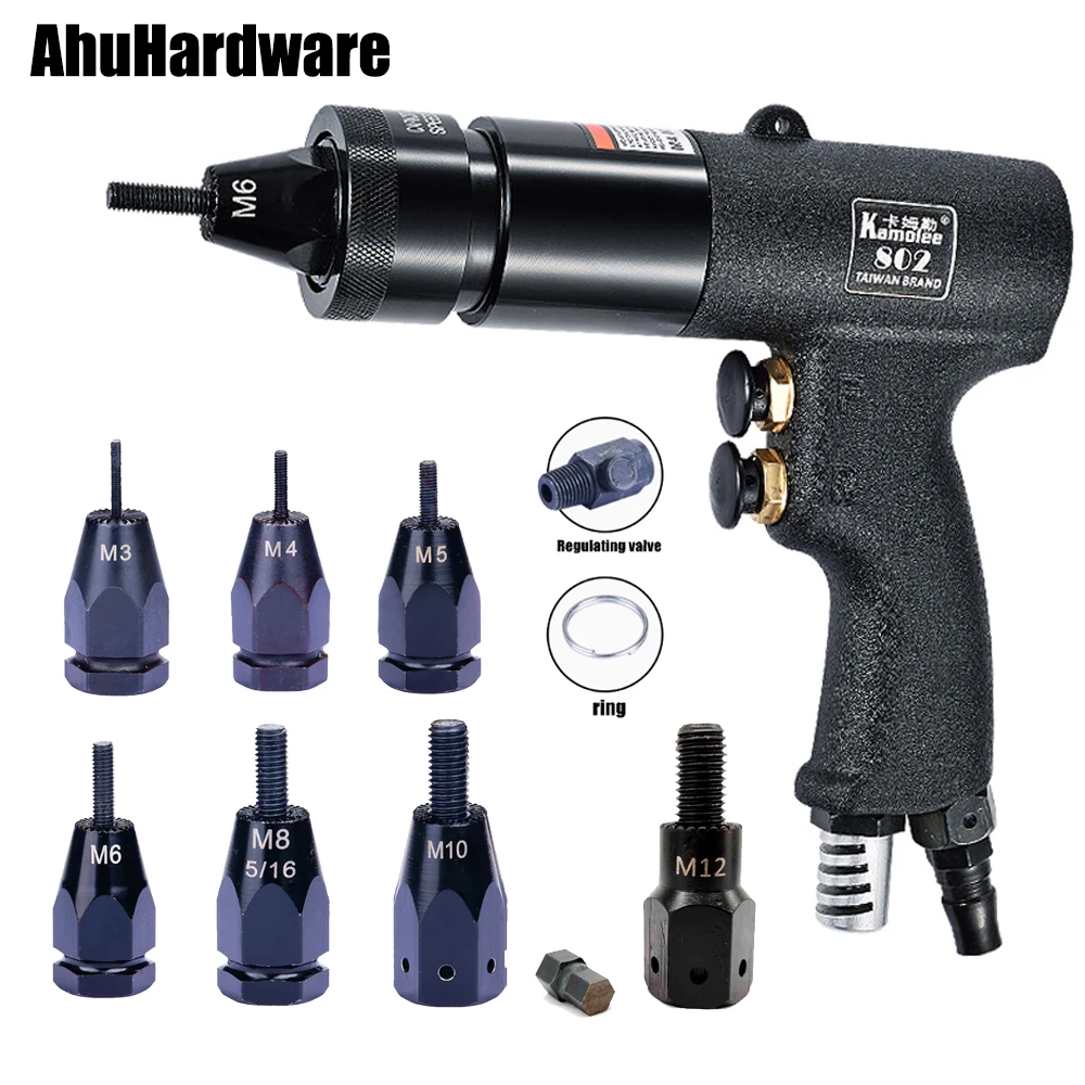 Pistolets à écrou à rivets pneumatiques autobloquants M3/M4/M5/M6/8/M10/M12, insérer des rivets à filetage pour écrous en aluminium et en fer