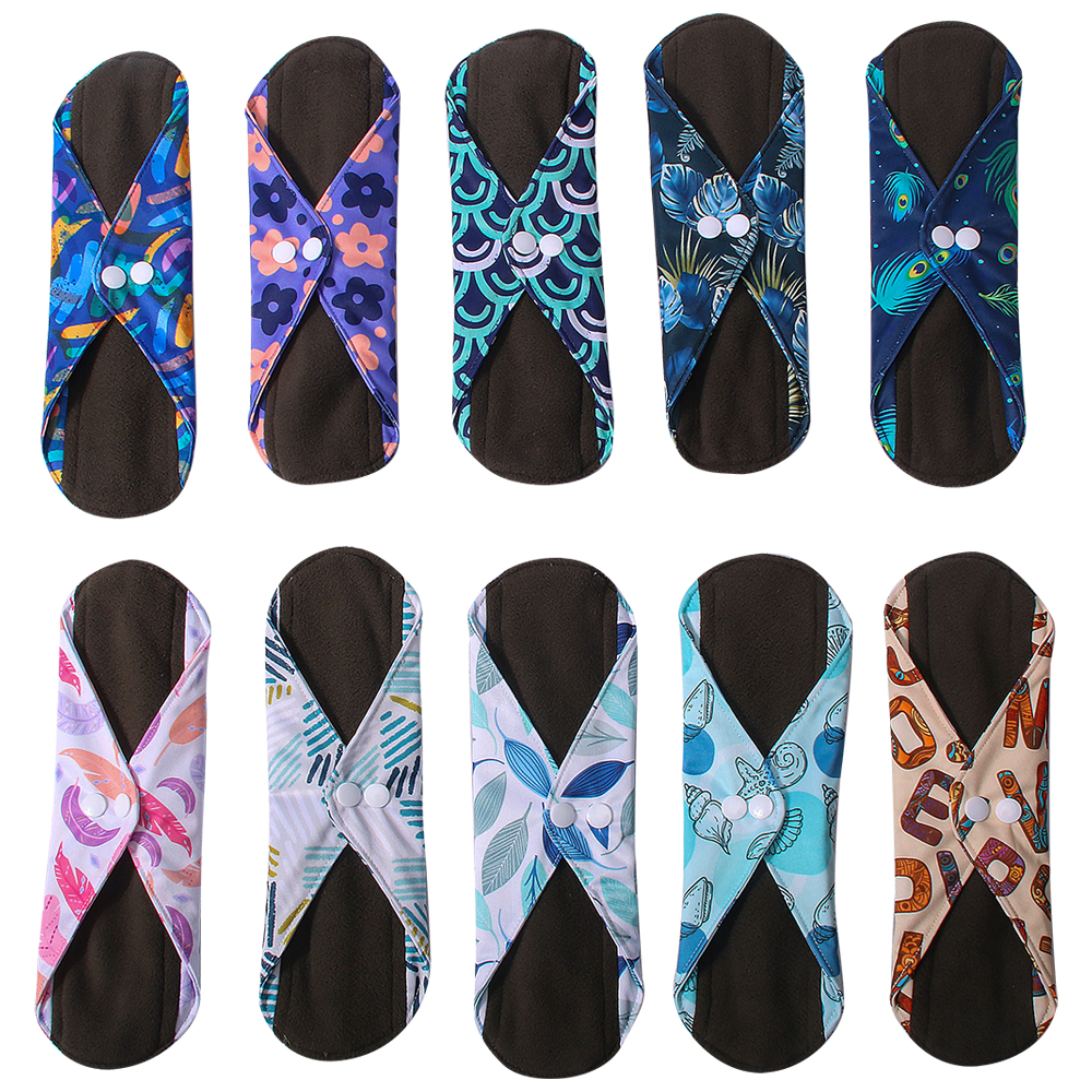 ผ้าอนามัยถ่านไม้ไผ่3ขนาดใช้ซ้ำได้แผ่นรองซับประจำเดือนทำความสะอาดได้ผ้าอนามัยสำหรับผู้หญิงใช้ในชีวิตประจำวันเพื่อสุขภาพส่วนบุคคล