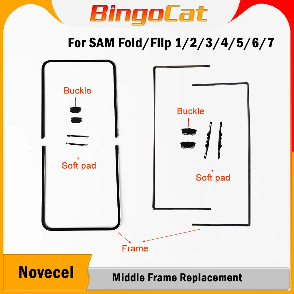 Novecel For Samsung Galaxy Z Fold 7 6 3 4 5 Z Flip 7 3 4 5 6 Middle Frame Bezel Replace F741 F731 F711 F721 F9460 F9560 F9260