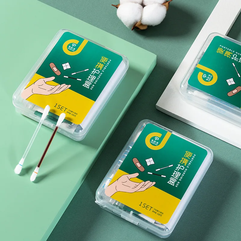 Tampone di cotone medico monouso allo iodio in legno bastone disinfettato multifunzione medico Bar portatile assistenza ai viaggi all'aperto