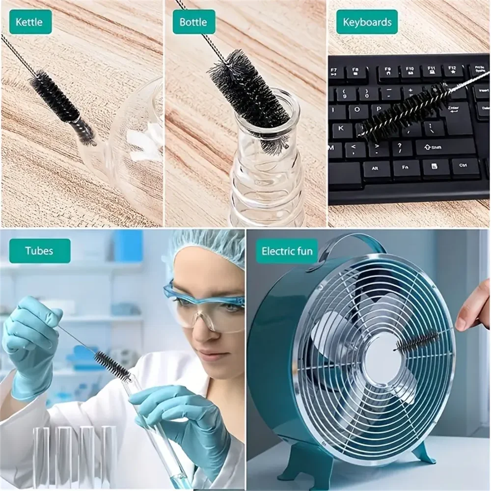 10pcs 병 청소 브러쉬 좁은 목 병 컵에 대 한 다기능 재사용 가능한 밀 짚 청소 브러쉬