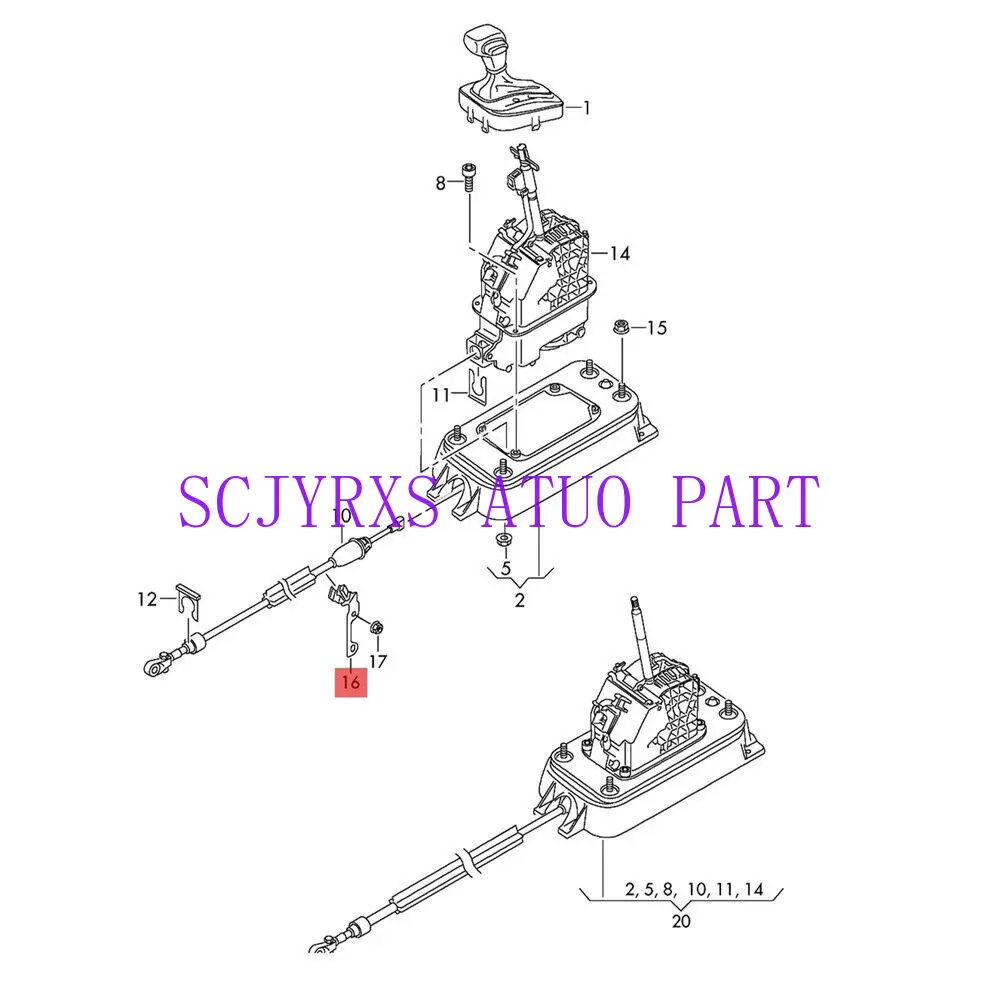 SCJYRXS Qty10 DSG Automatic Gearbox Shift Cable Connector Adapter for Audi A3 S3 TT TTS VW Passat Golf Skoda Seat 09G321397A