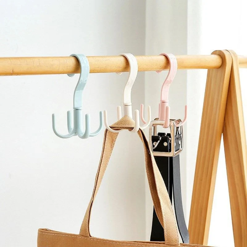 Four-Claw Hook Multi-Functional Multi-Purpose Movable Hook Rotatable Hanging Bag Hat Scarf Dormitory Storage Punch-Free