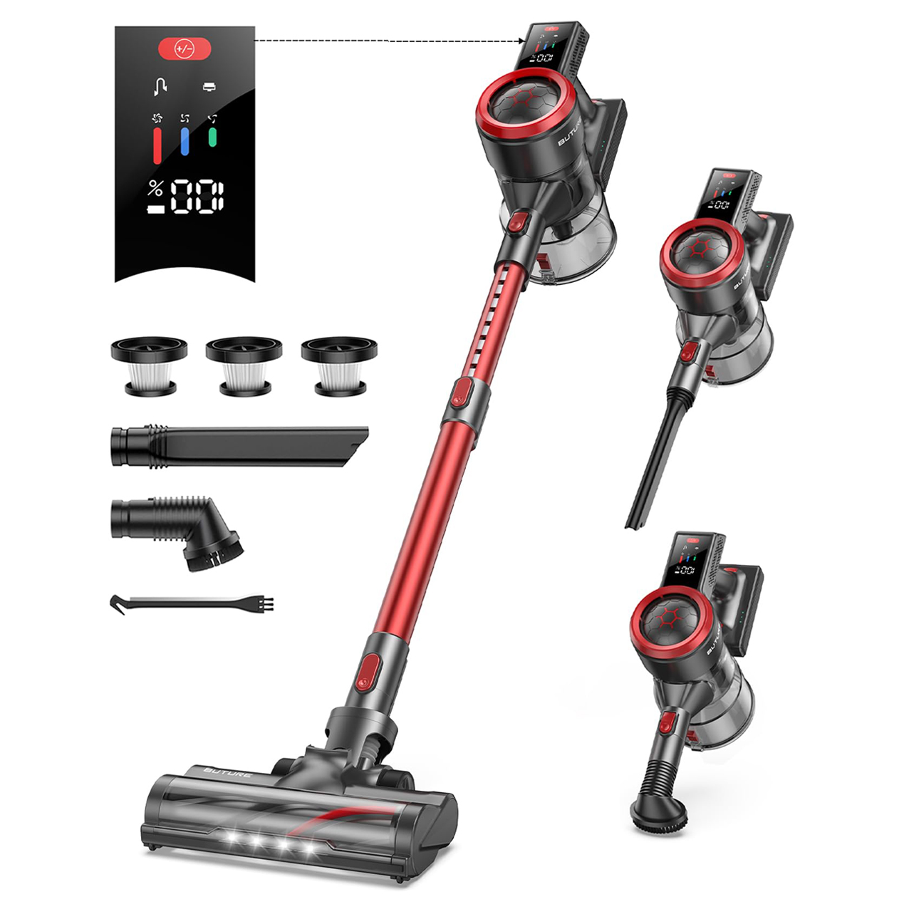 BUTURE 50 kPa 500 W kabelloser kabelloser Handstaubsauger für Haustier-Haushaltsgeräte, 1,5 l Staubbecher, abnehmbarer Akku