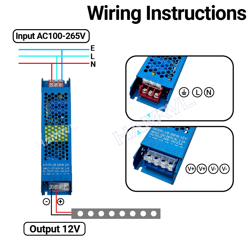 Light Strip Transformer Input AC100-265V Output DC12V Switch Driver LED Light Strip Power Adapter 45W 60W 100W  150W 200W 300W