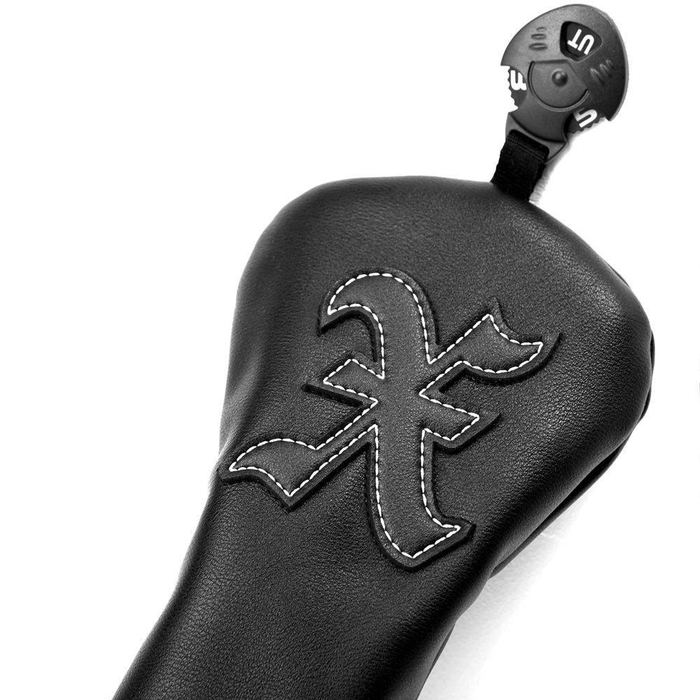 Cuero negro de la PU 1 3 5 X apliques Golf Driver Fairway Hybrid UT club headcover set