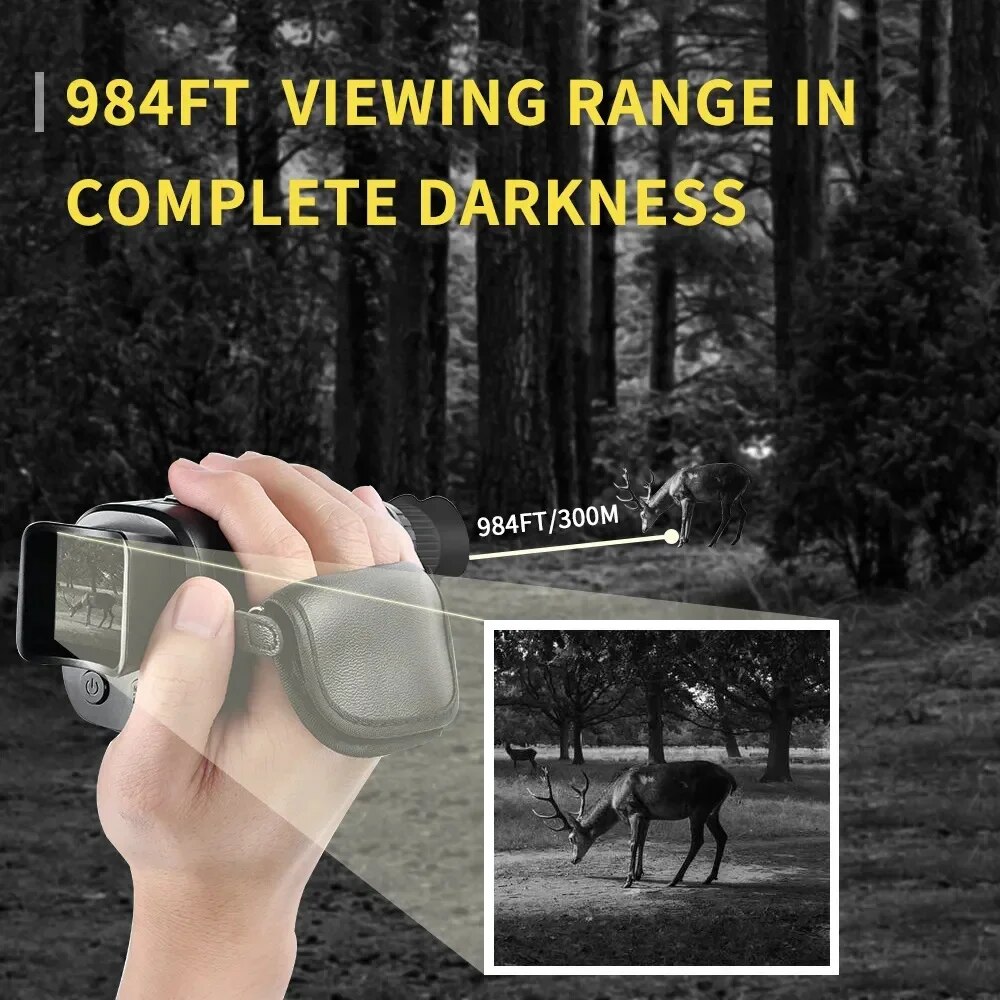 Search Full Darkness 300m Monocular Night Vision Device 1080P HD Infrared Camera 5X Digital Light Zoom Hunting Telescope Outdoor
